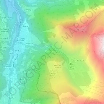 Mappa topografica Le Crouet Derriere, altitudine, rilievo