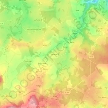 Mappa topografica Ventenat, altitudine, rilievo
