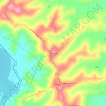 Mappa topografica Vaiano, altitudine, rilievo