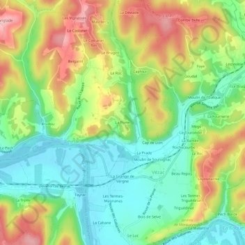 Mappa topografica La Porte, altitudine, rilievo