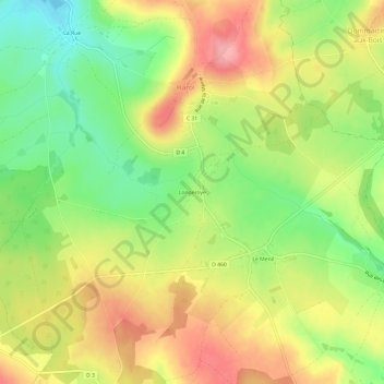 Mappa topografica Longeroye, altitudine, rilievo