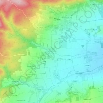 Mappa topografica Ambach, altitudine, rilievo