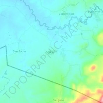 Mappa topografica San Juan, altitudine, rilievo