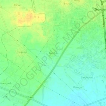 Mappa topografica Nabha, altitudine, rilievo