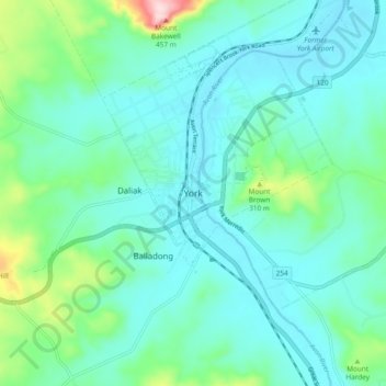 Mappa topografica York, altitudine, rilievo