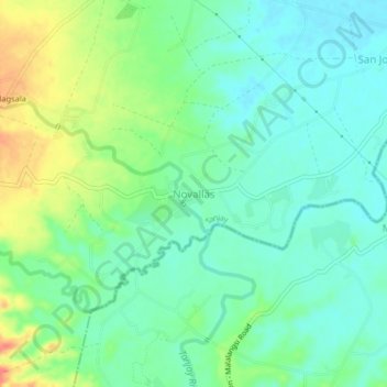 Mappa topografica Novallas, altitudine, rilievo