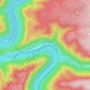 Mappa topografica Prince, altitudine, rilievo