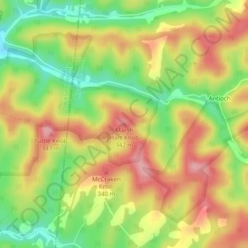 Mappa topografica Marsh Hart Knob, altitudine, rilievo