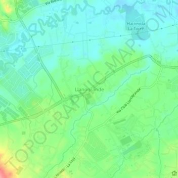 Mappa topografica Llanogrande, altitudine, rilievo