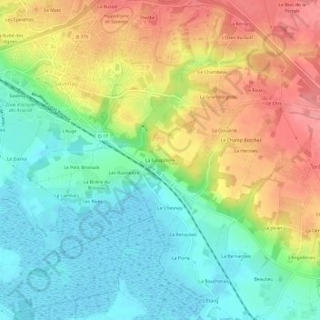 Mappa topografica La Goupillière, altitudine, rilievo