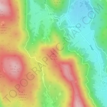 Mappa topografica Parga, altitudine, rilievo