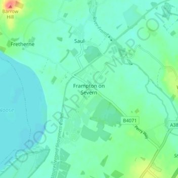 Mappa topografica Frampton on Severn, altitudine, rilievo