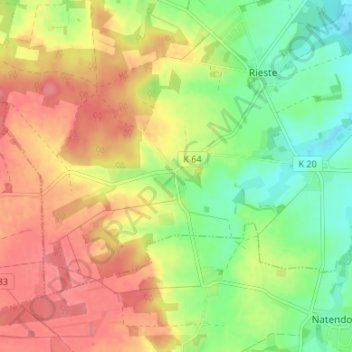 Mappa topografica Bornsen, altitudine, rilievo