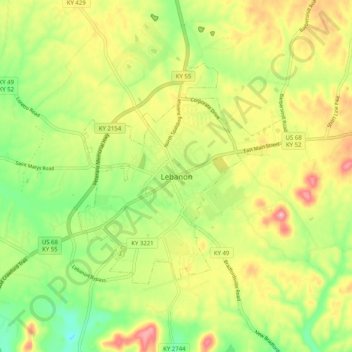 Mappa topografica Lebanon, altitudine, rilievo