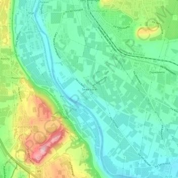 Mappa topografica Santa Lucia, altitudine, rilievo