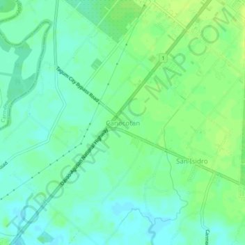 Mappa topografica Canocotan, altitudine, rilievo