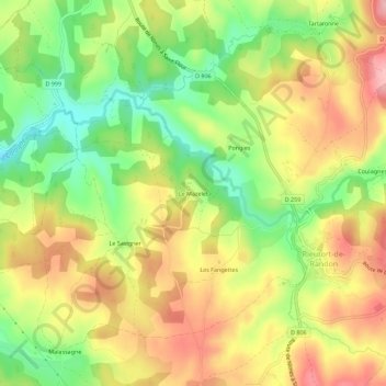 Mappa topografica Le Mazelet, altitudine, rilievo