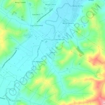 Mappa topografica Vallone, altitudine, rilievo