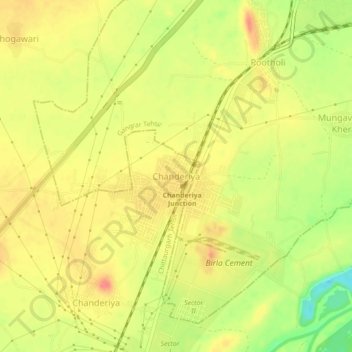 Mappa topografica Chanderiya, altitudine, rilievo