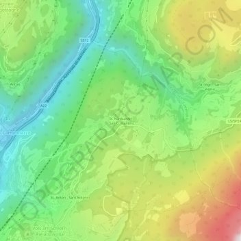 Mappa topografica St. Konstantin, altitudine, rilievo