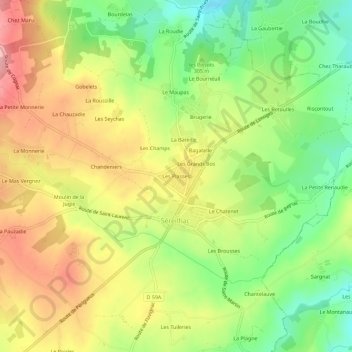 Mappa topografica Les Plasses, altitudine, rilievo