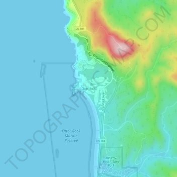 Mappa topografica Otter Rock, altitudine, rilievo