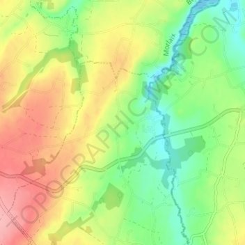 Mappa topografica Pont Menou, altitudine, rilievo