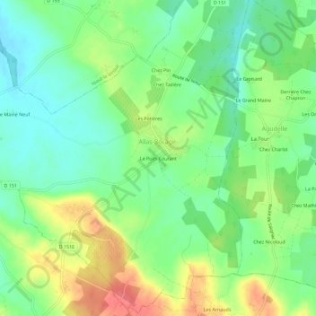 Mappa topografica Le Puits Courant, altitudine, rilievo