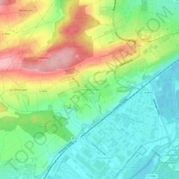 Mappa topografica Grimmelfingen, altitudine, rilievo