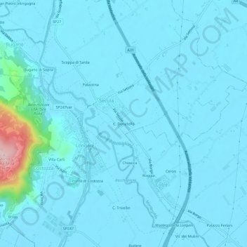 Mappa topografica C. Donatello, altitudine, rilievo