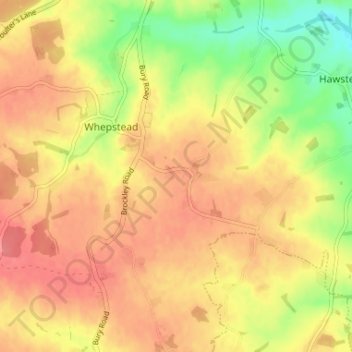 Mappa topografica Mickley Green, altitudine, rilievo