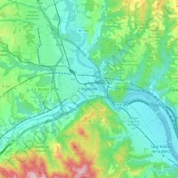 Mappa topografica Martorell, altitudine, rilievo