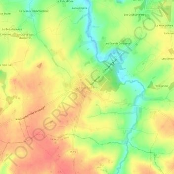 Mappa topografica La Jubaudière, altitudine, rilievo