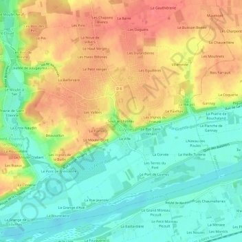 Mappa topografica Sous le Château, altitudine, rilievo