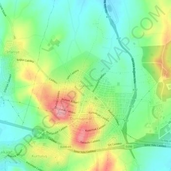 Mappa topografica Görükle, altitudine, rilievo