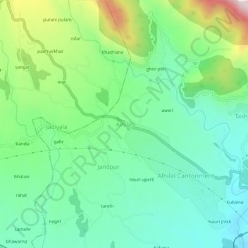 Mappa topografica Alhilal, altitudine, rilievo
