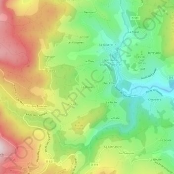 Mappa topografica La Chaize, altitudine, rilievo
