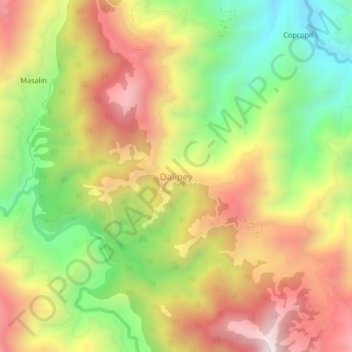 Mappa topografica Dalipey, altitudine, rilievo