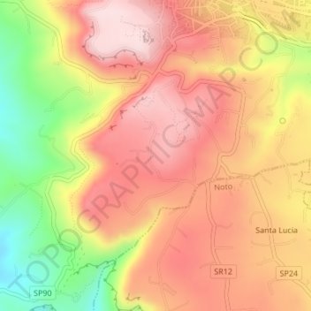 Mappa topografica Contrada Pineta, altitudine, rilievo