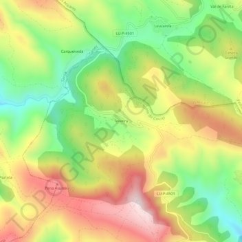 Mappa topografica Teixeira, altitudine, rilievo