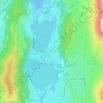 Mappa topografica Les Théneaux, altitudine, rilievo