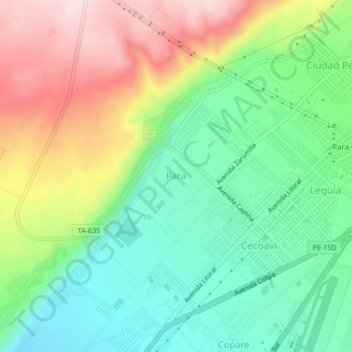 Mappa topografica Para, altitudine, rilievo