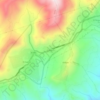 Mappa topografica El Bujeo, altitudine, rilievo