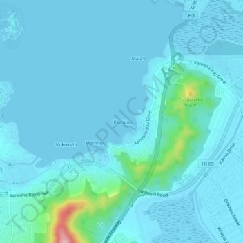 Mappa topografica Kea‘alu, altitudine, rilievo