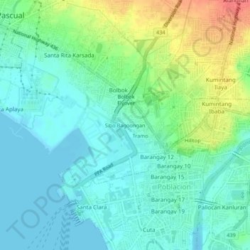 Mappa topografica Sitio Bagoongan, altitudine, rilievo