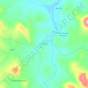 Mappa topografica Bonfim, altitudine, rilievo