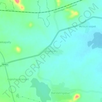 Mappa topografica Maidipally, altitudine, rilievo