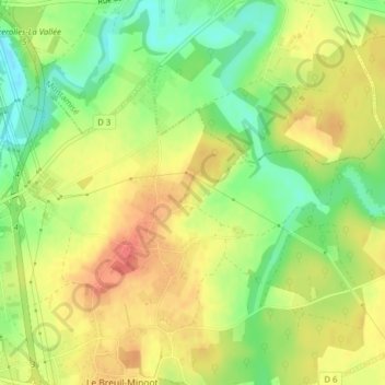 Mappa topografica Mervant, altitudine, rilievo