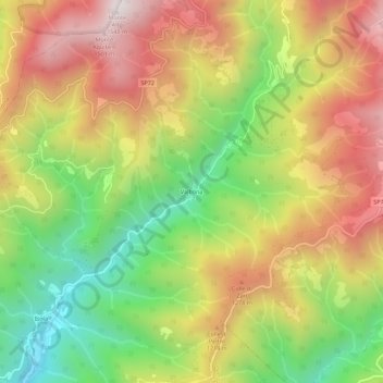 Mappa topografica Valbona, altitudine, rilievo