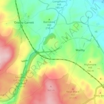Mappa topografica Smardale, altitudine, rilievo